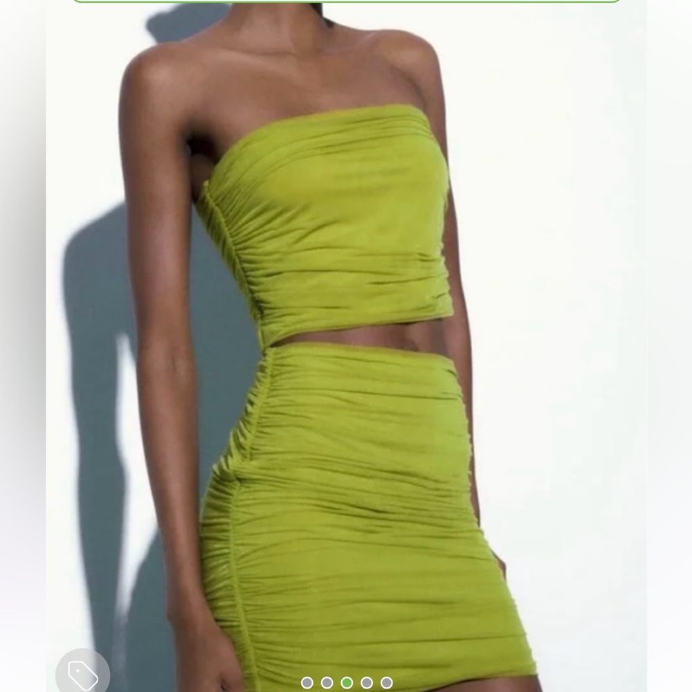 Zara olive green tube skirt set